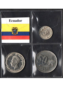 ECUADOR Serie composta da  5 Centavos e da 1 e 50 Sucres  Quasi fior di Conio
